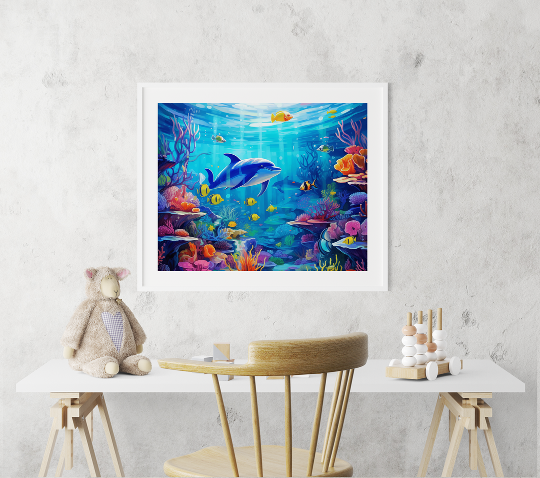 Playful Dolphins and Rainbow Fish