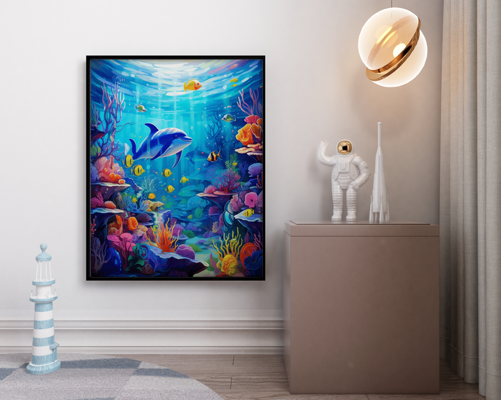 Playful Dolphins and Rainbow Fish