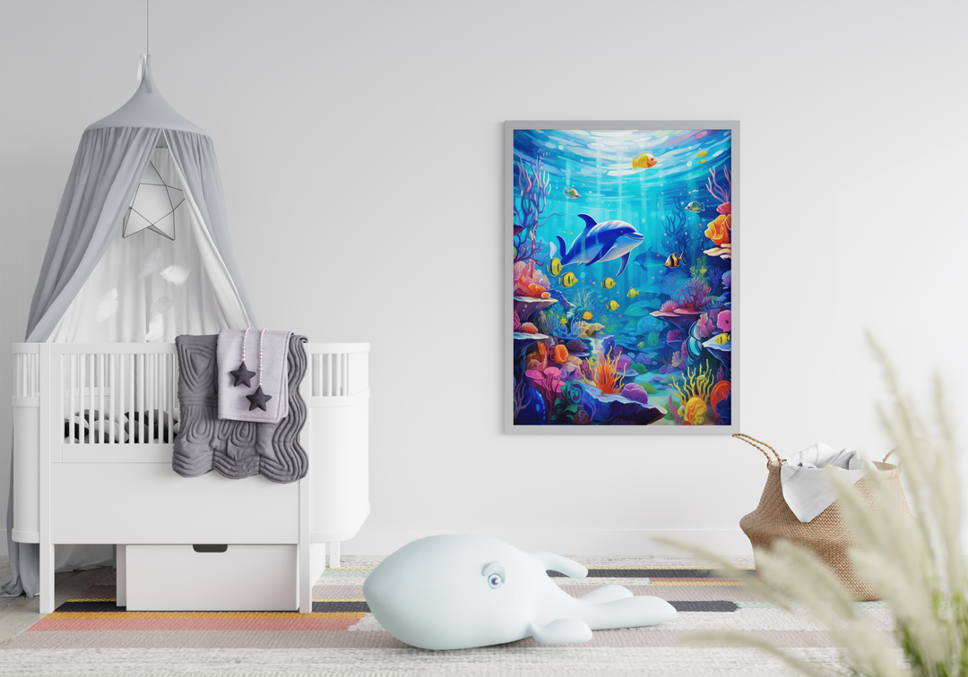 Playful Dolphins and Rainbow Fish